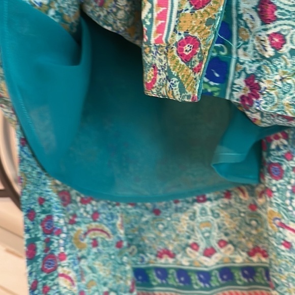 NWOT ANTHROPOLOGIE MAEVE MERET 100% SILK TUNIC TURQUOISE/PINK SIZE 10 - Picture 9 of 13